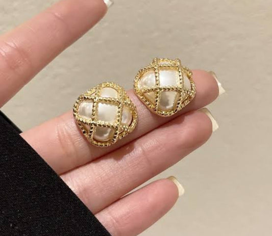 Woven wrapped pearl earrings