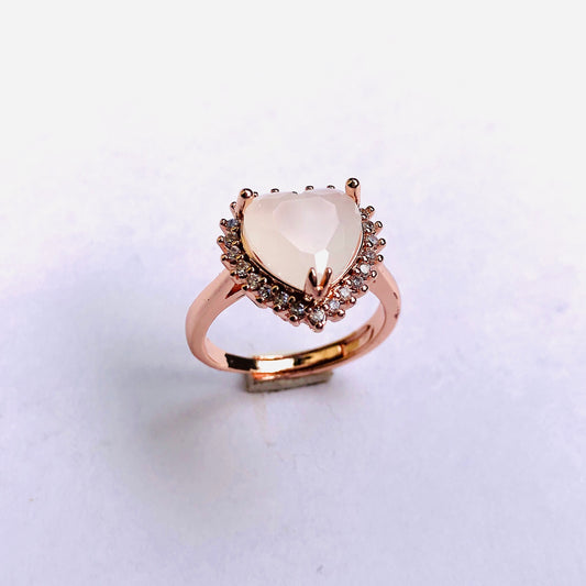 White Heart Open Ring( Adjustable)