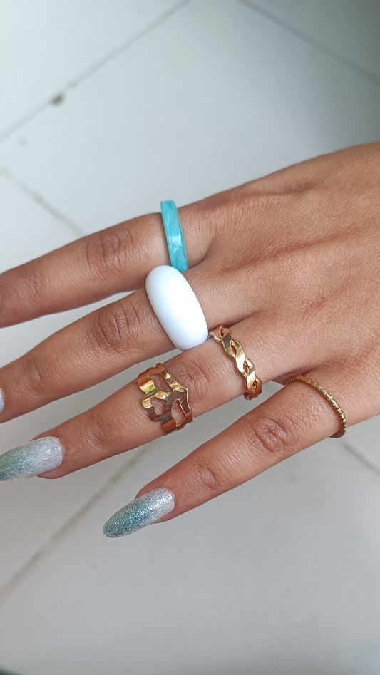 Set of 5 Quirky gold rings(Adjustable)